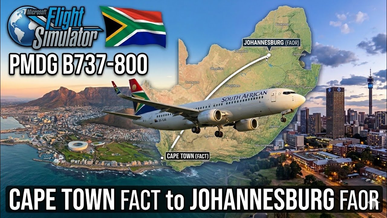كيب تاون  الى  جوهاننيسبوج / ULTRA REALISTIC/ Cape-Town  to  Johannesburg/MSFS2020