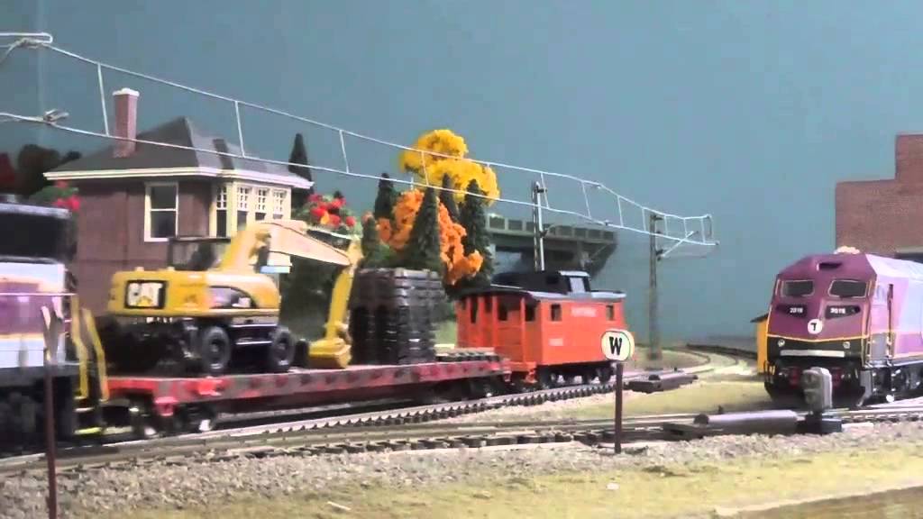 HO Scale MBTA and Downeaster Montage'