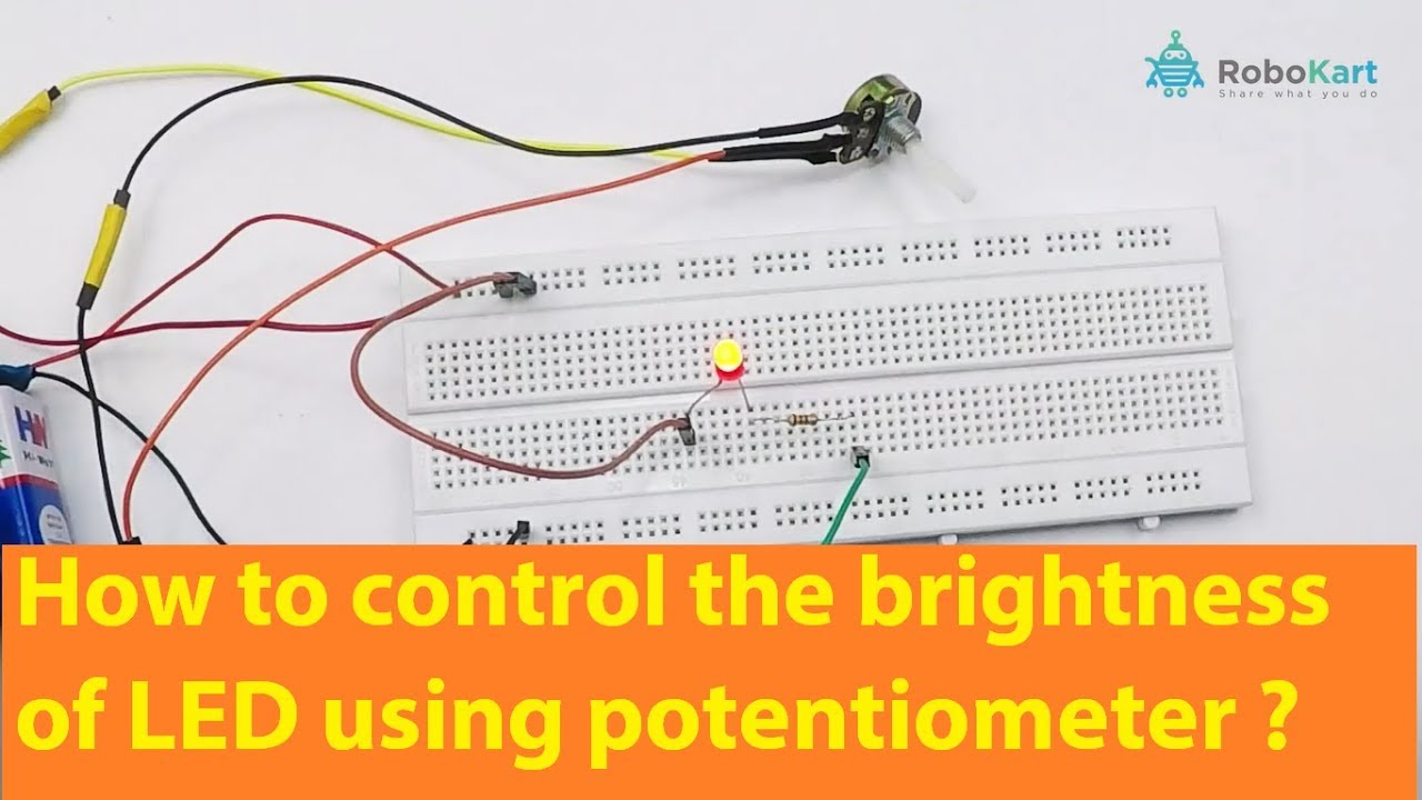 How to control the brightness of LED using potentiometer