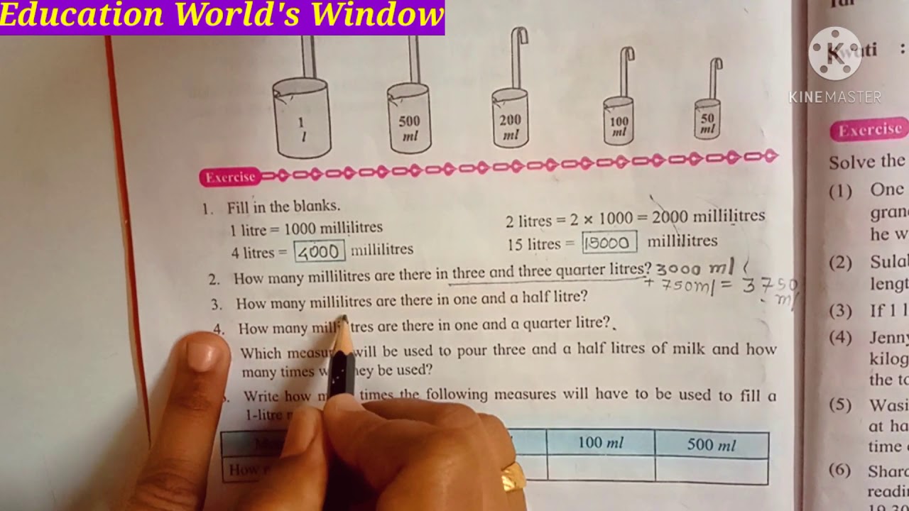 Exercise-Volume and Capacity, Measurement,Std.4 Mathematics