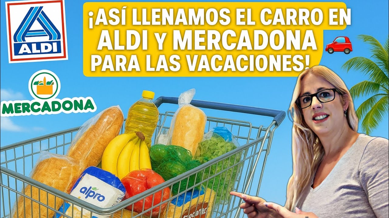 ¡Así llenamos el carro en ALDI y Mercadona para las vacaciones! 🚗🌴