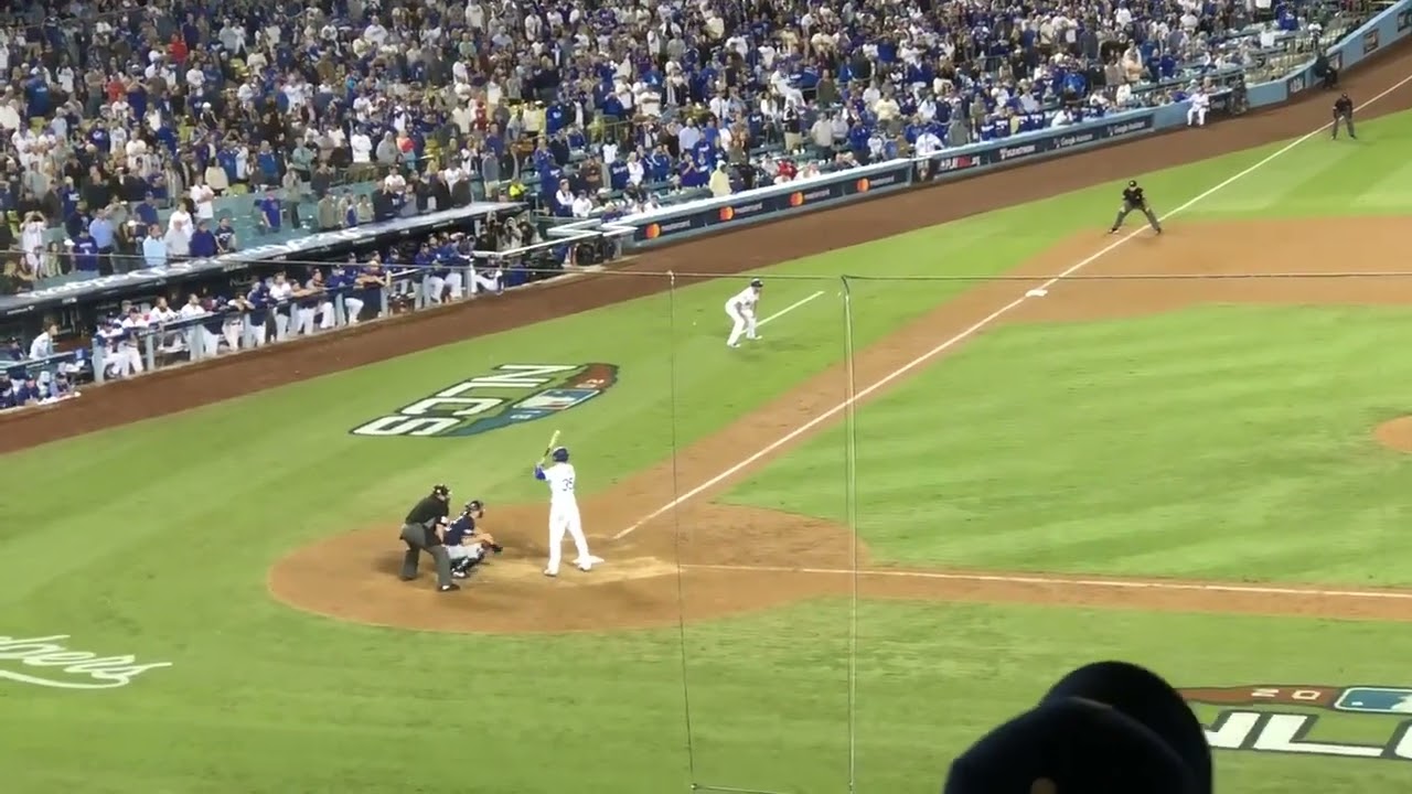 Cody Bellinger 2018 NLCS 13th inning walk-off RBI at Dodger Stadium and the crowd goes CRAZY
