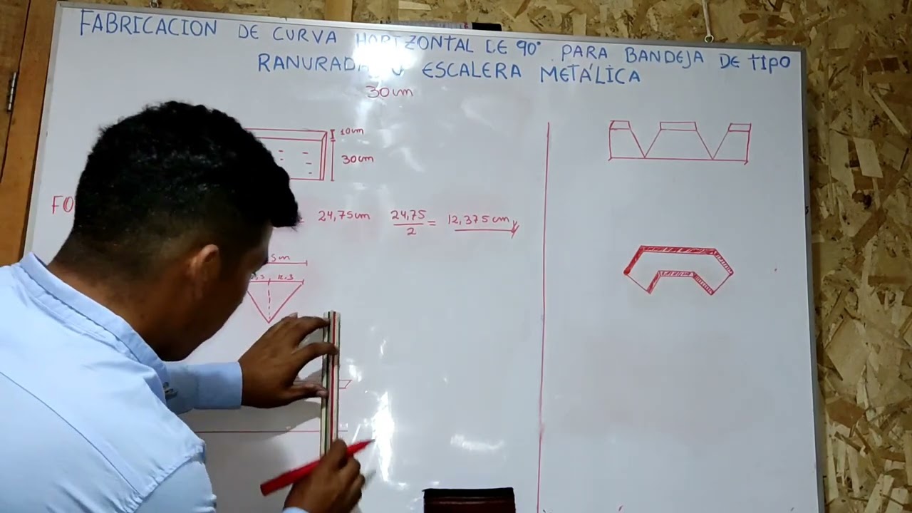 FABRICACIÓN DE CURVA HORIZONTAL DE 90°PARA BANDEJA DE TIPO RANURADA METALICA DE 30CM.
