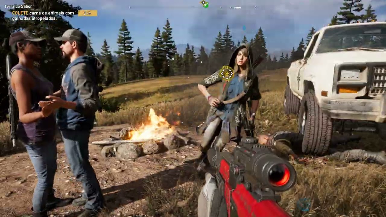 Far Cry 5.Parte 77. Levando a carne amaciada de cervos para o Chad o grande churrascqueiro !