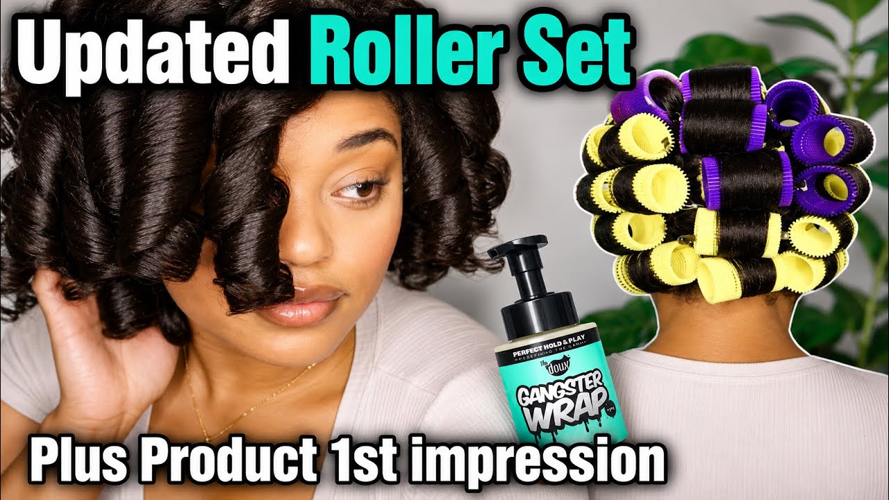 Jumbo Roller Set ft Gangster Wrap foaming wrap lotion by the doux #naturalhair #thedoux #hairstyles
