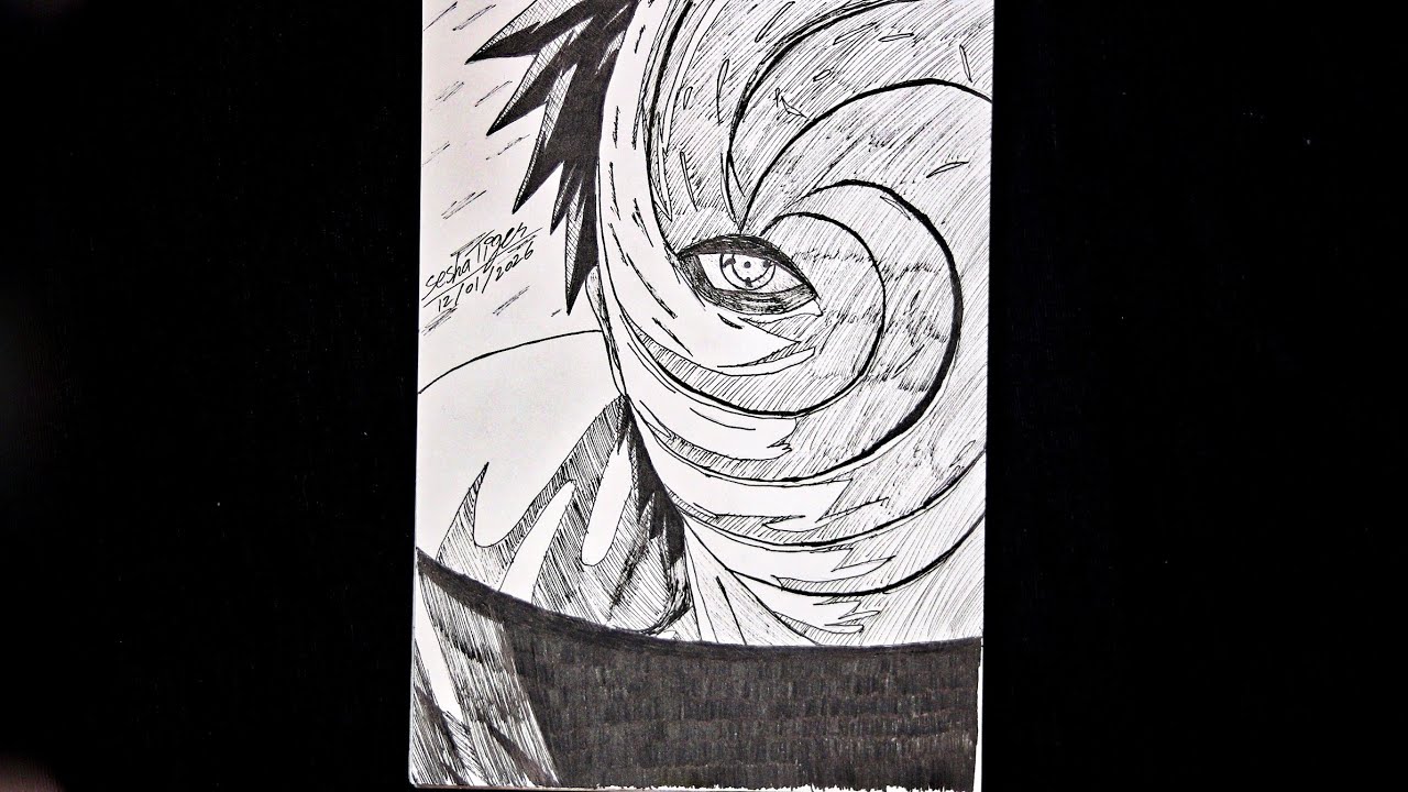 How to Sketch Obito Uchiha From Naruto in 3 Minutes 