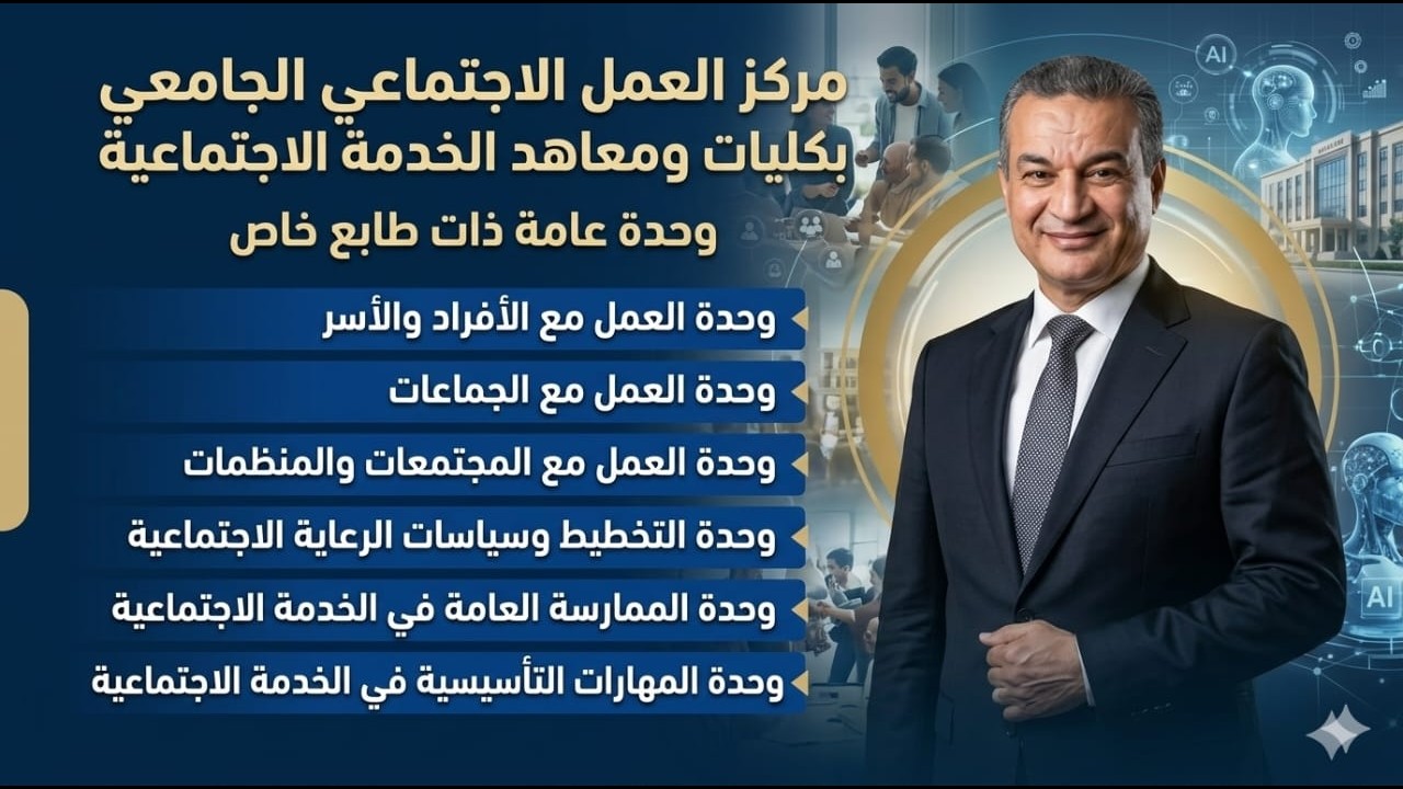 مركز العمل الاجتماعي الجامعي في الجامعات التي بها كليات خدمة اجتماعية- والمعاهد العليا لتعليم المهنة