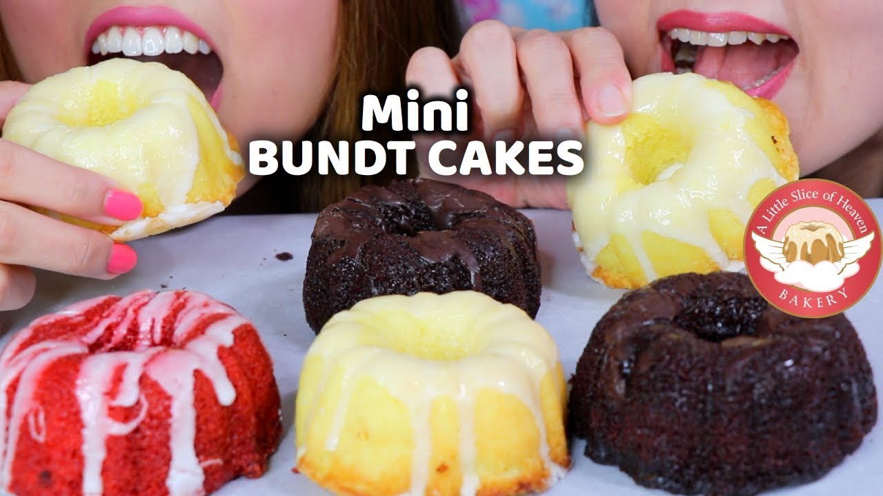 ASMR Mini BUNDT CAKES (Chocolate, Red Velvet, Lemon, Key Lime) *Soft eating sounds* | Kim&Liz ASMR