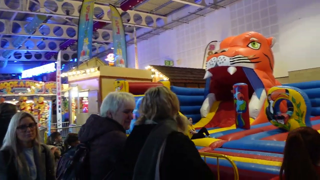 Walk Round Indoor FunFair Event Harrogate Yorkshire Show Ground 14th Feb 2023