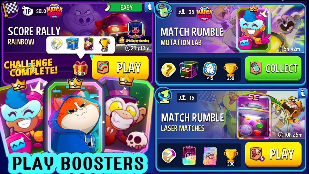 EASY/ Rainbow Solo Challenge Score Rally 1800 Score/ 2 Match Rumble Match Masters
