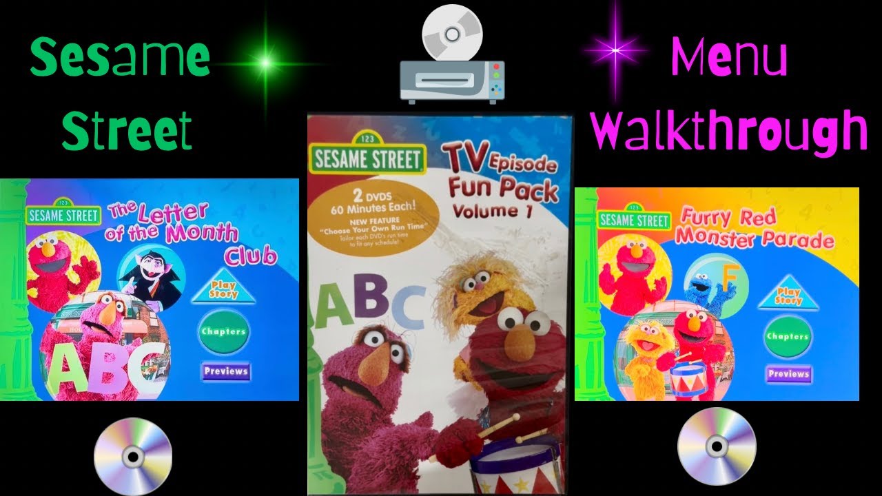 Sesame Street TV EPISODE FUN PACK VOLUME 1 DVD Menu Walkthrough.