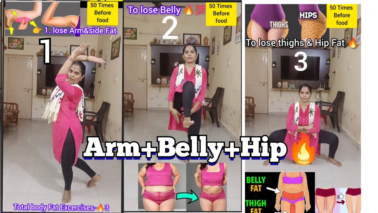3 Simple Excercise for weight lose🔥|Beginner friendly workouts|After mums|Arm+Belly+Hip Fat burn❤️‍🔥
