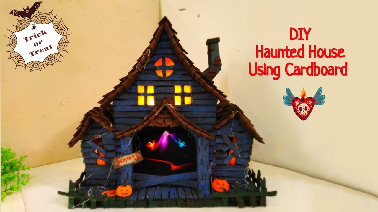 Cardboard Halloween Haunted House With Diy 3d Hologram Transparent Projector