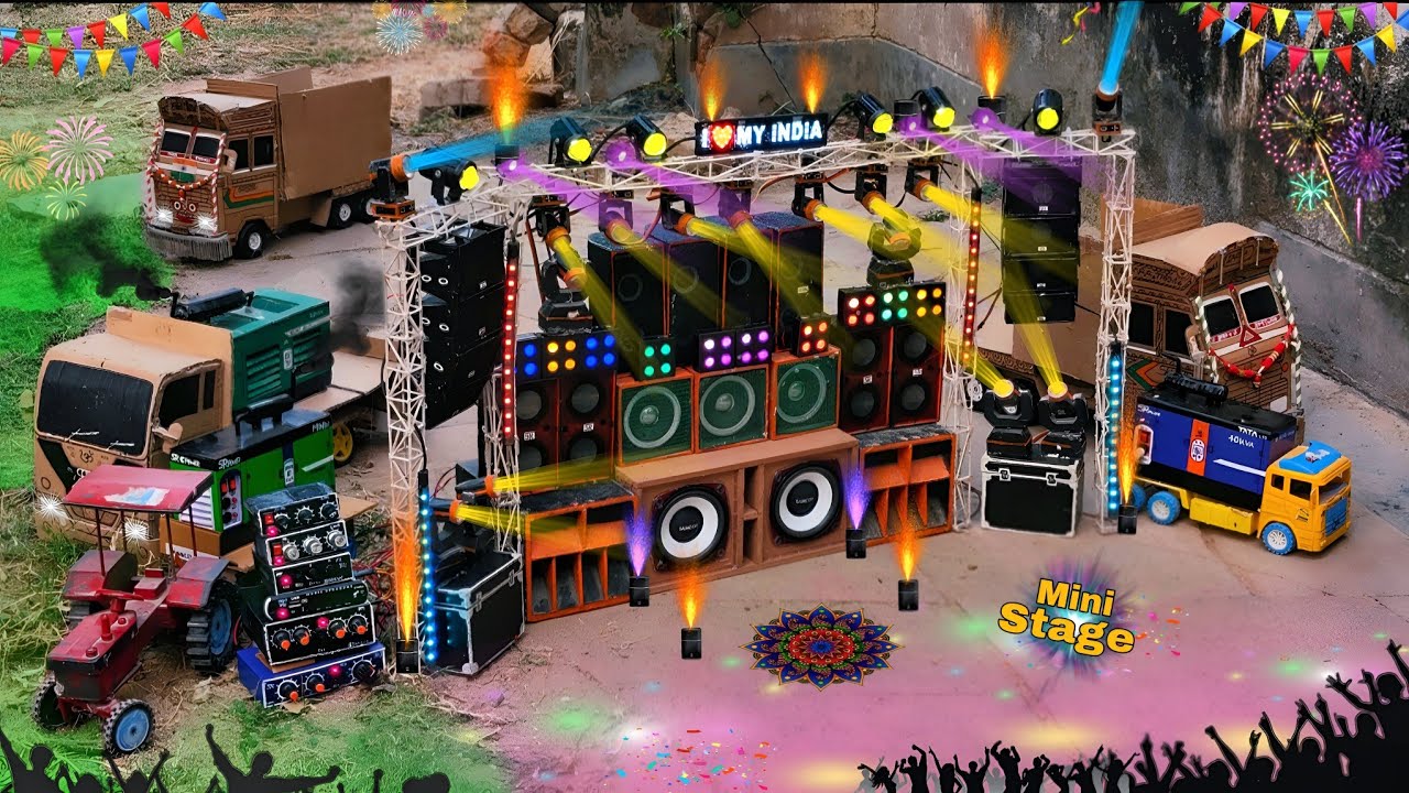 Mini stage  Making | At-Home |  How to make mini dj stage  and sound check mini light and box dj toy