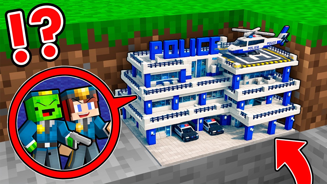 JJ and Mikey Found Tiny Police Station - Maizen in Minecraft ! (Maizen)