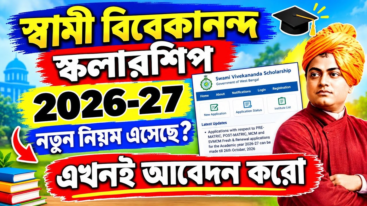 Swami Vivekananda Scholarship 2026-27 Apply | svmcm scholarship new update | SVMCM Aikyashree Apply