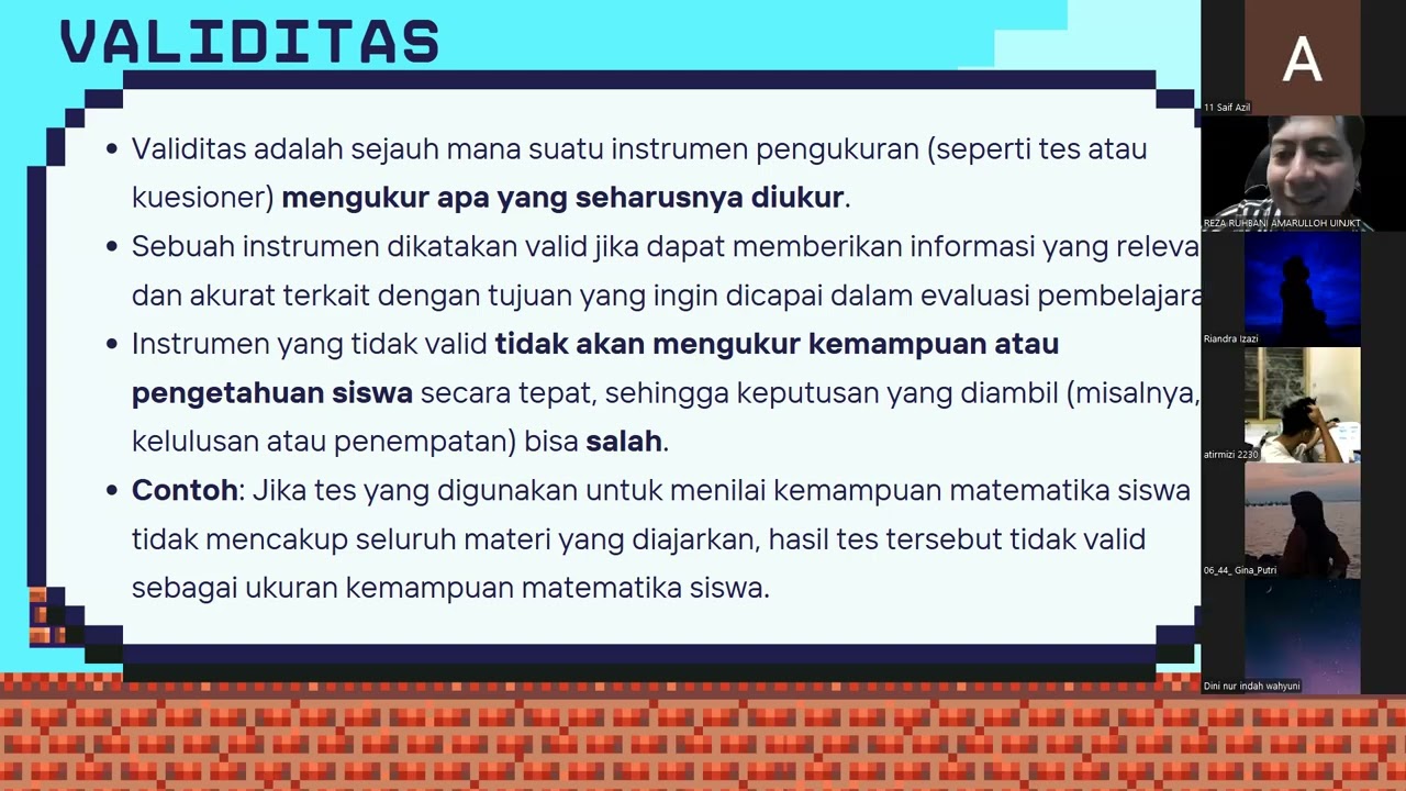 Validitas dan Reliabilitas Tes Evaluasi