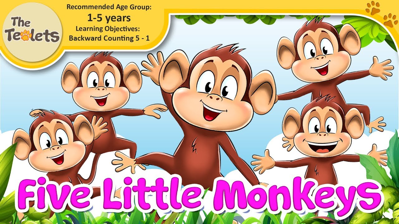 Five Little Monkeys I Animals I Counting Songs I Nursery Rhymes and Kids Songs I The Teolets