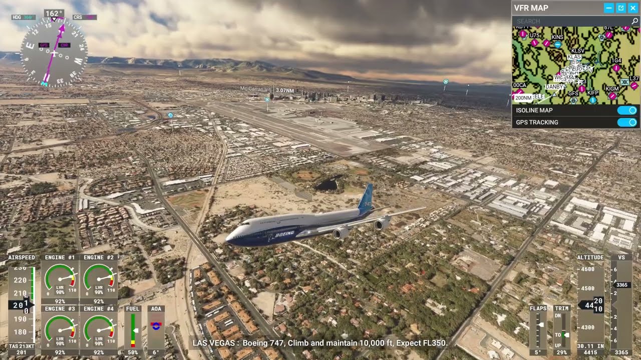 MSFS 2020 747 from Las Vegas to Los Angeles (IFR Practice 9070XT)