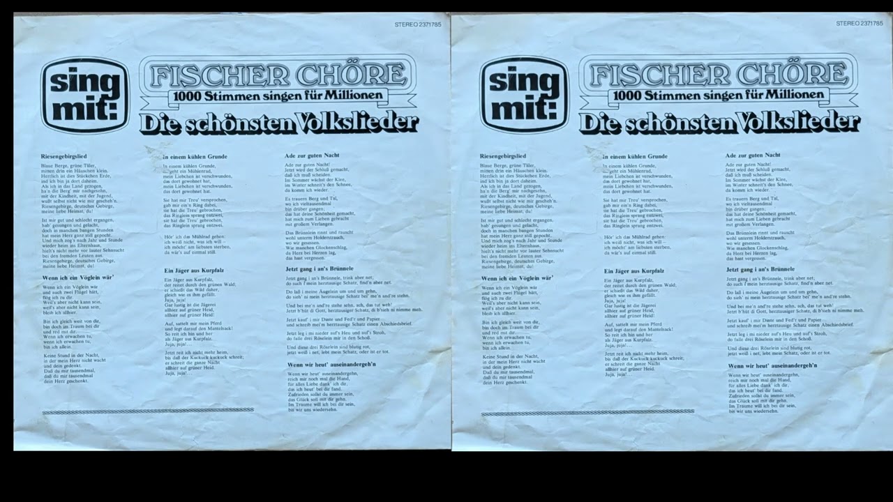Die sch&ouml;nsten Volkslieder (Full Album) - Fischer Ch&ouml;re  [Vinyl Rip]