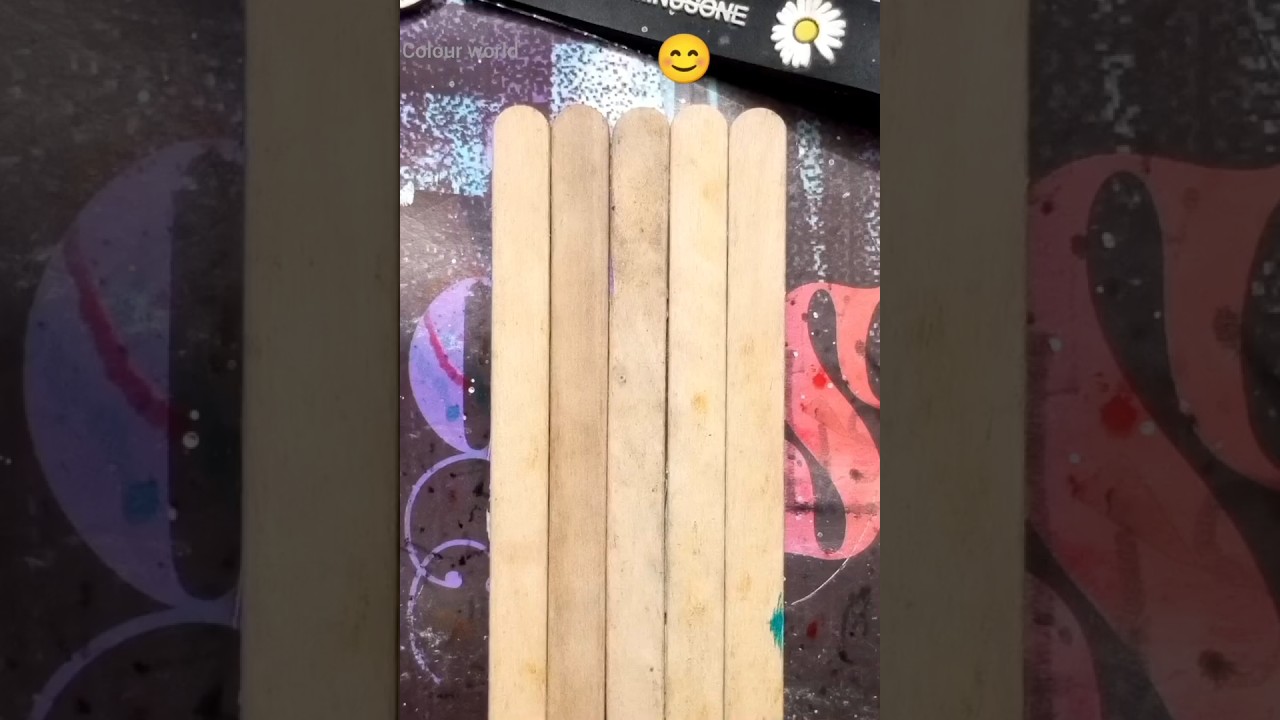 Drawing on Ice-cream stick#creative#colour world #painting #shorts #viral