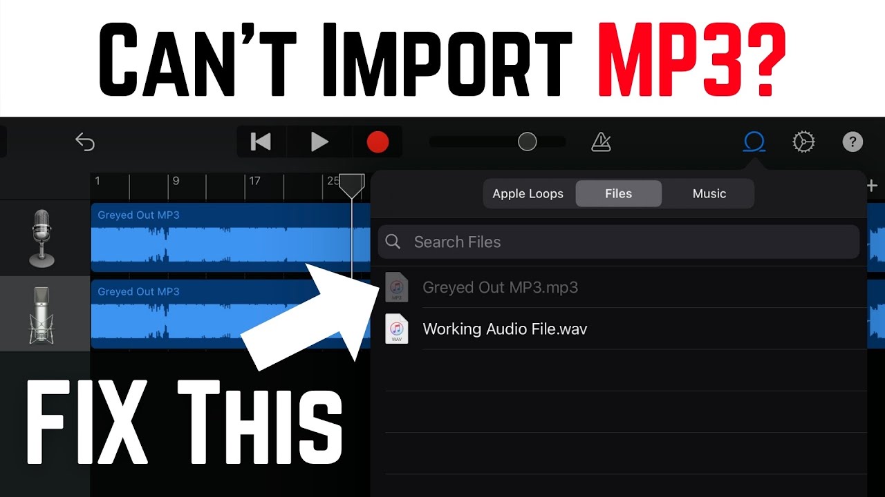 Как исправить «серые» MP3/аудиофайлы в GarageBand на iPad/iPhone