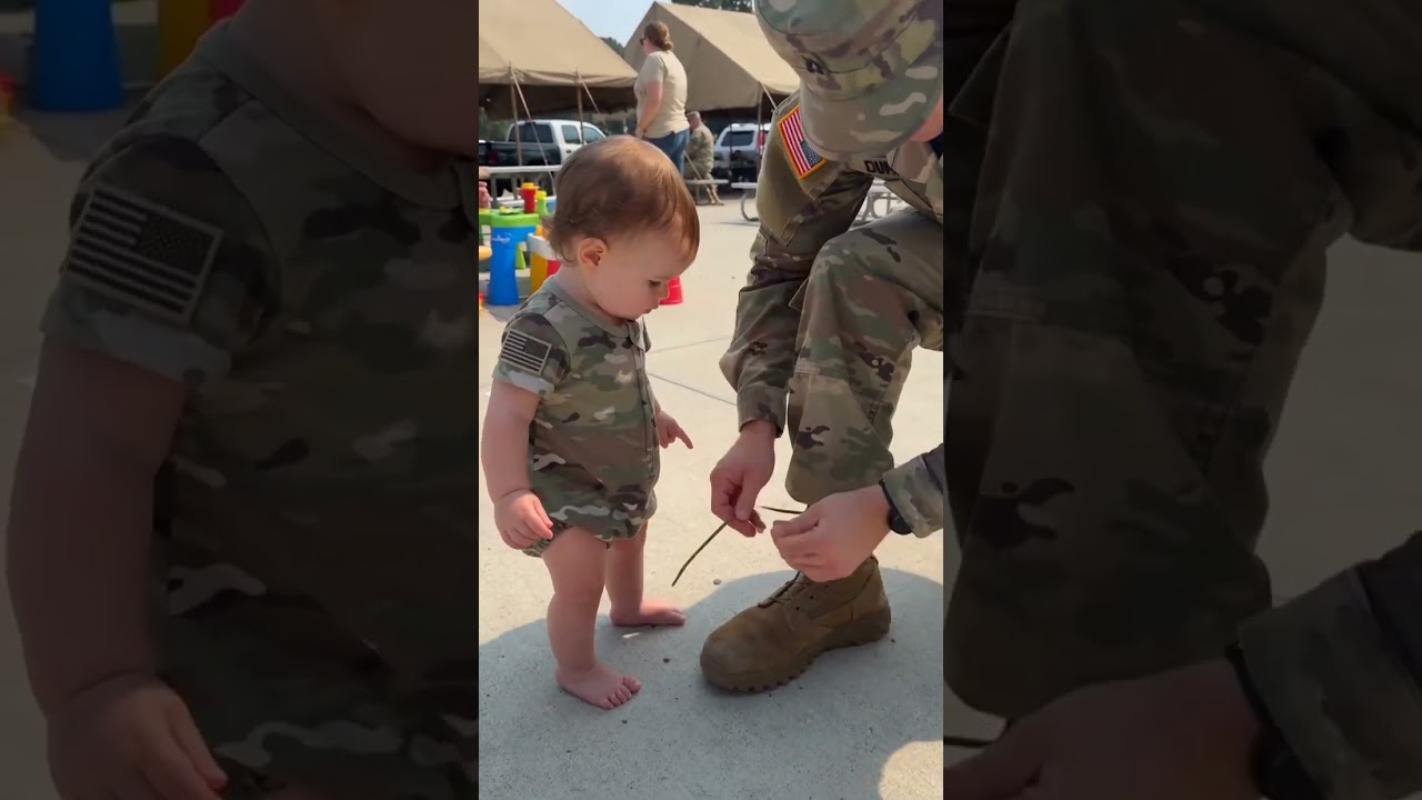 Tiny Girl Discovers a Soldier&rsquo;s Missing Boot 😂🥾🪖#shorts