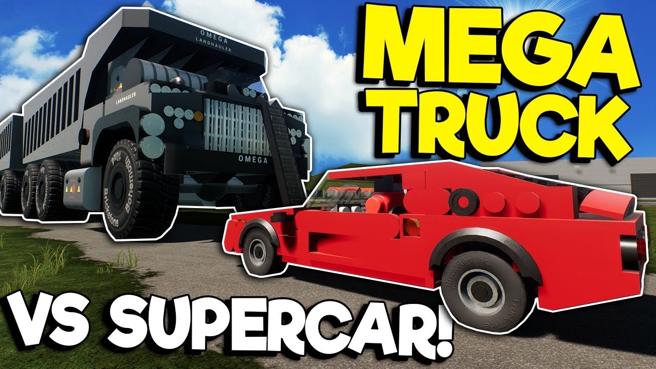 LEGO MEGA TRUCK VS SOFT BODY SUPERCAR! - Brick Rigs Roleplay Gameplay - Lego Car Crashes