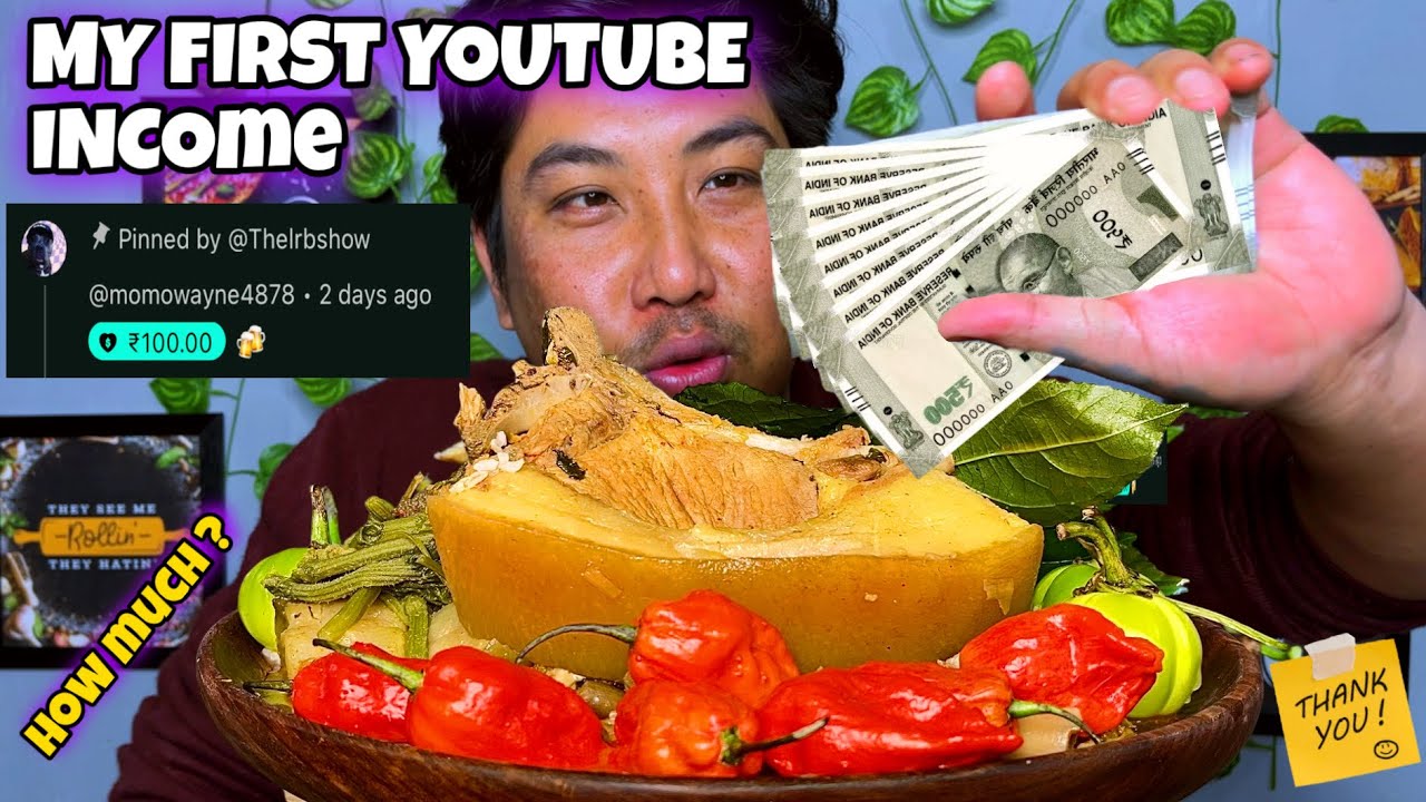 Eating Pork Ribs 🥩 & King chilli 🌶️ From my Youtube First Payment 💵