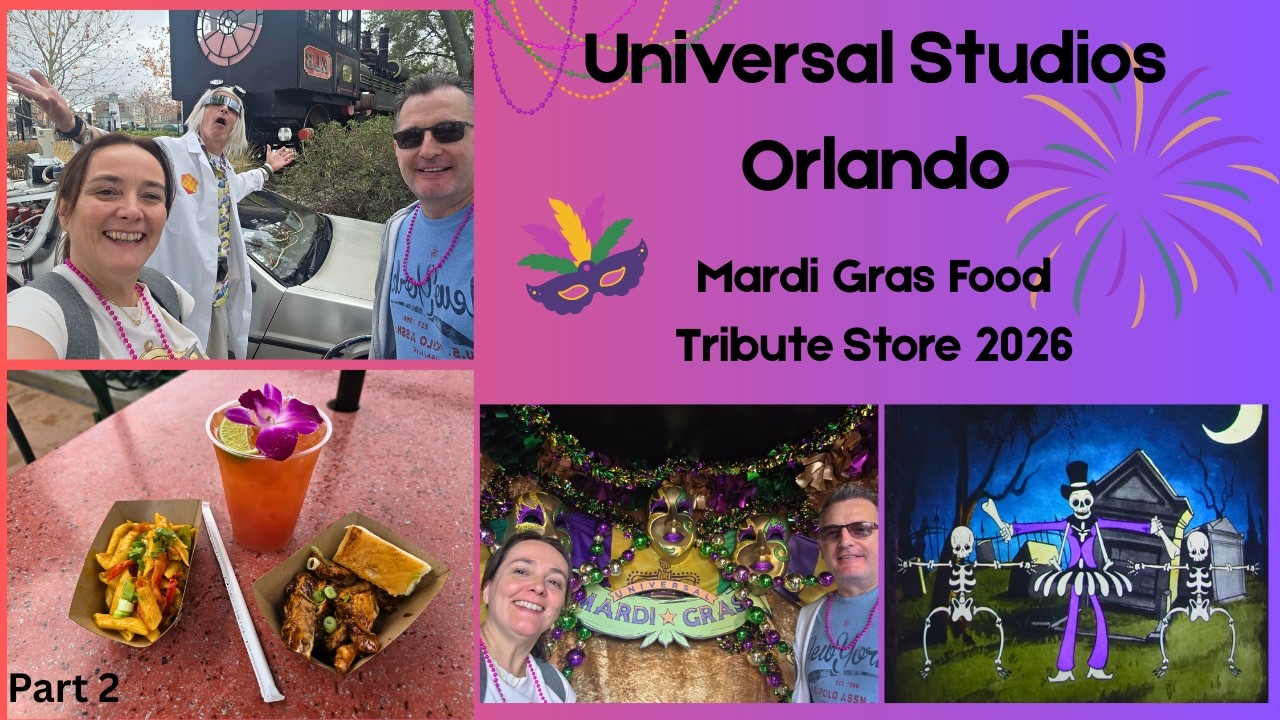 Day 1 Orlando — Mardi Gras Food FAIL 😅  Doc Brown, Men In Black & Tribute Store (Part 2)