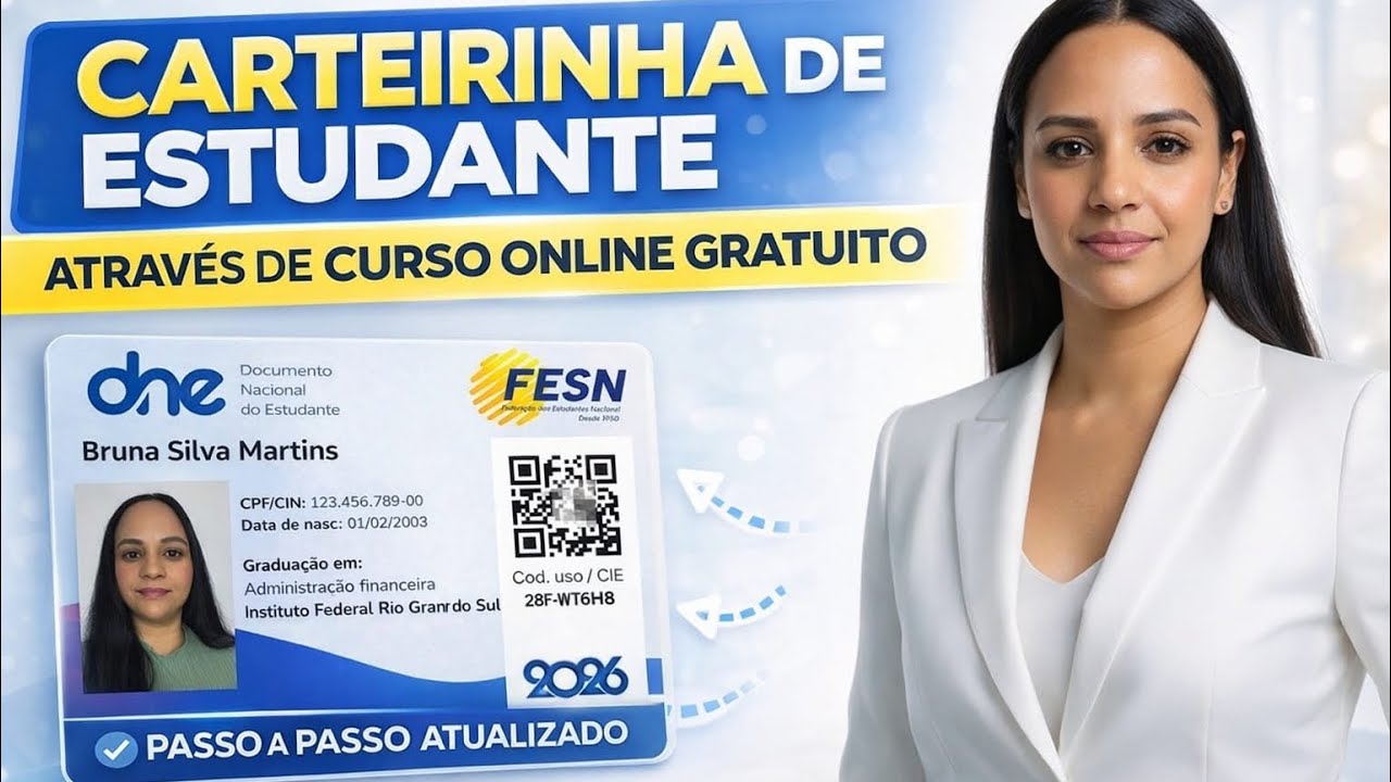 CARTEIRINHA DE ESTUDANTE atraves de cursos onlines Gratuitos PASSO A PASSO 2026