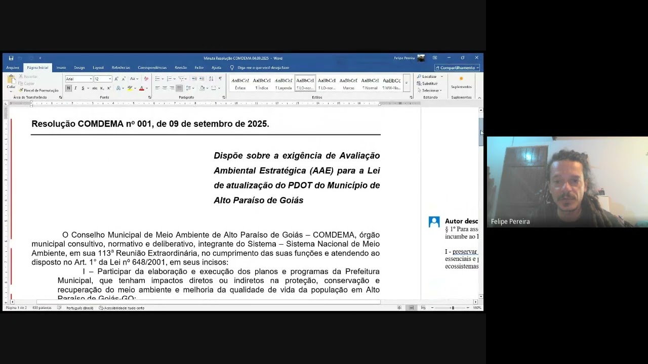 113ª REUNIÃO EXTRAORDINÁRIA COMDEMA - Alto Paraíso de Goiás. 09/09/2025