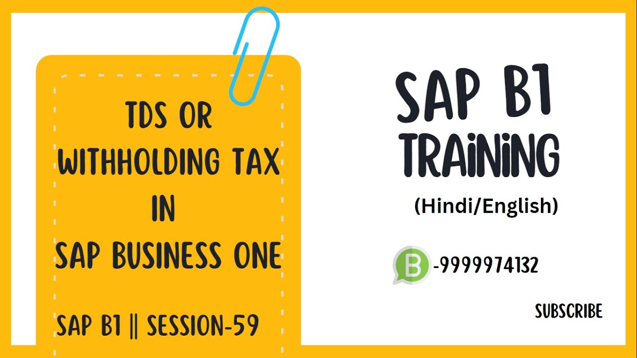TDS or Withholding Tax in SAP Business One || S-59