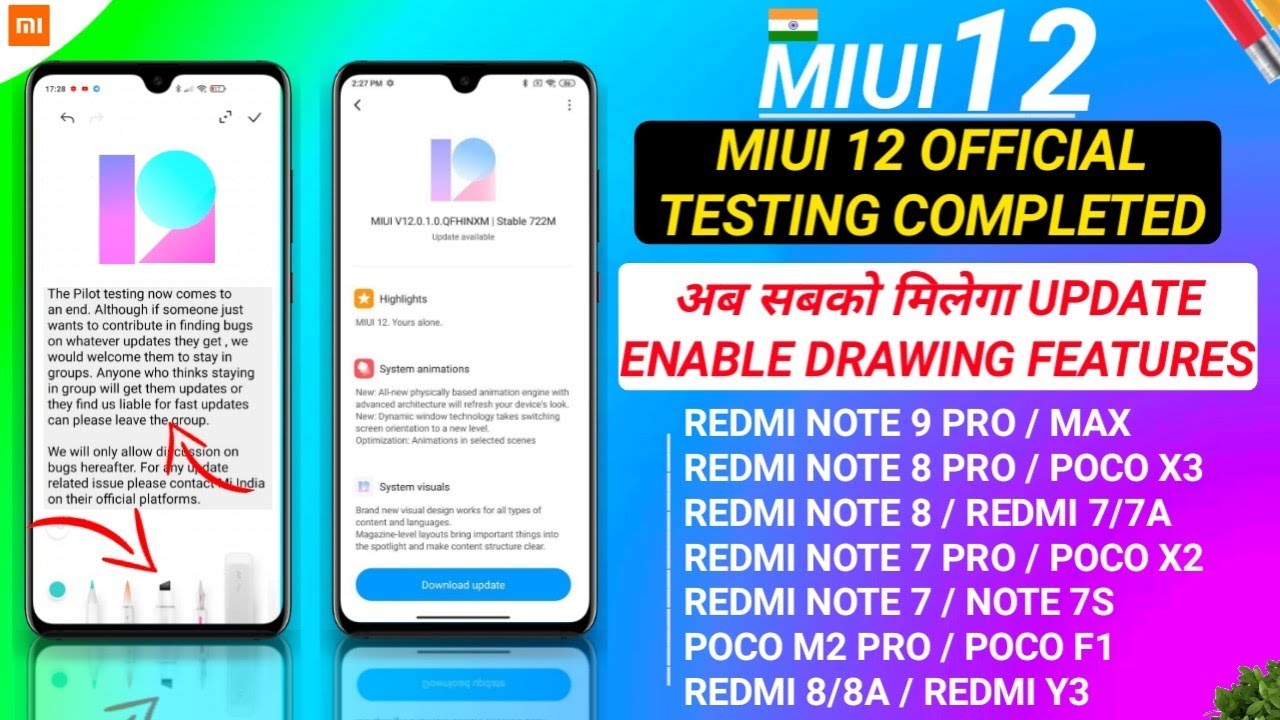 OFFICIAL INDIA - MIUI 12 INDIA TESTING COMPLETED | MIUI 12 UPDATE | ENABLE MIUI 12 DRAWING FEATURES
