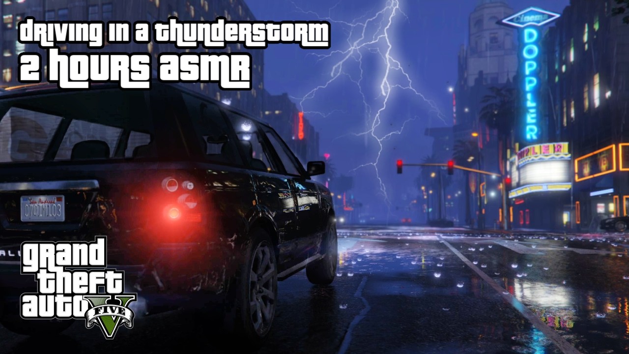 GTA ASMR ⛈️ Driving You Around Stormy Los Santos for 2 Hours 🌆 Close Up Ear to Ear Whisper