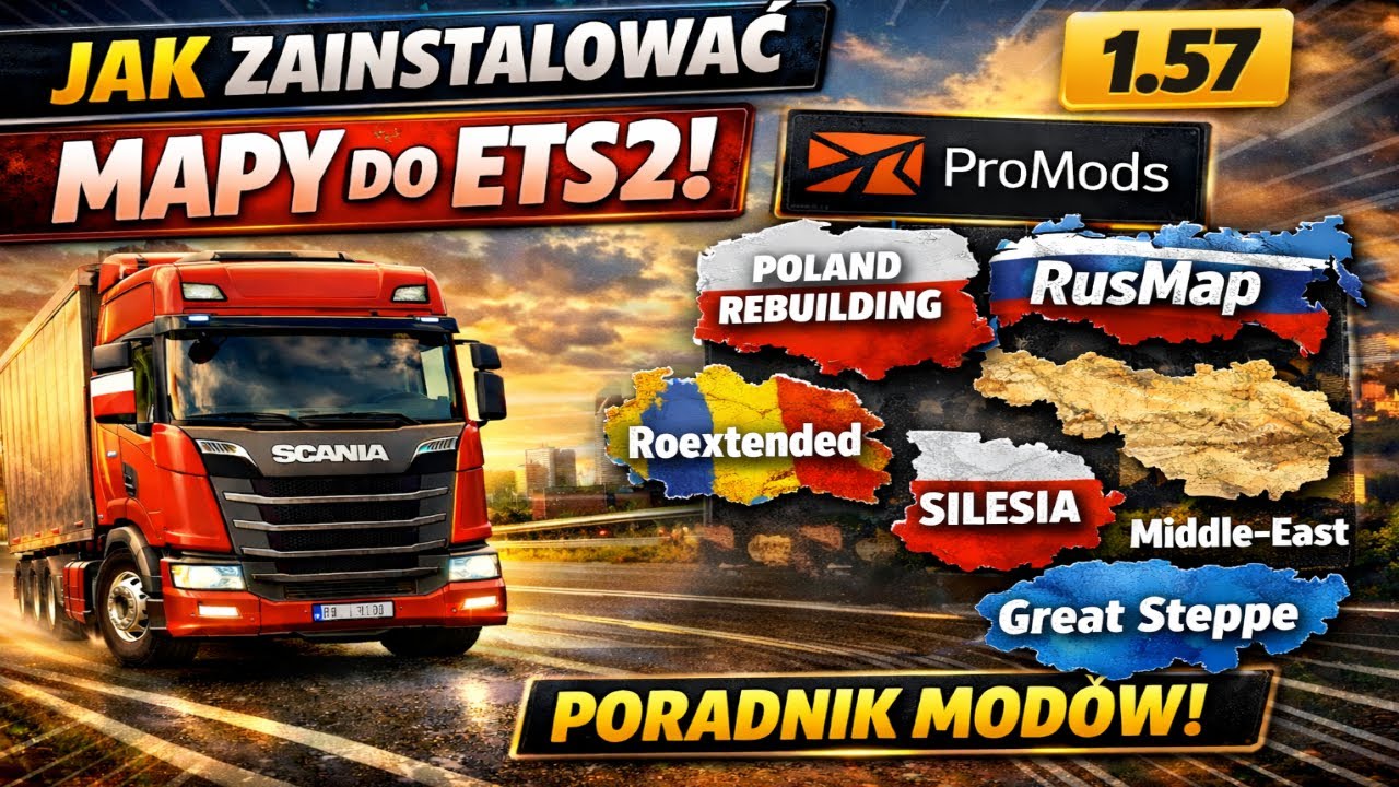 ETS 2 v1.57 | PORADNIK  ProMods + Poland Rebuilding + RusMap + Roex + ME + Great Steppe + Silesia