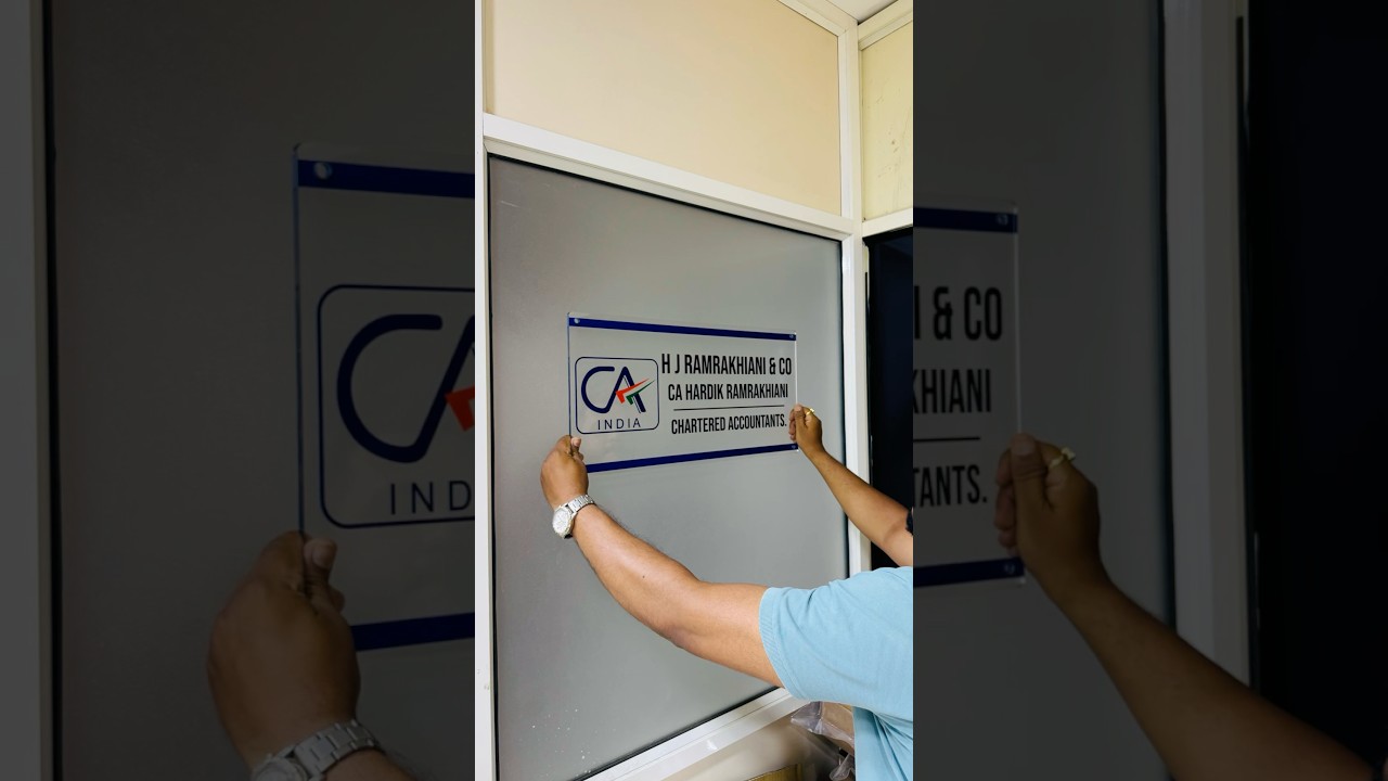 Chartered accountants door name plates | Customised crystal clear acrylic door sign for CA