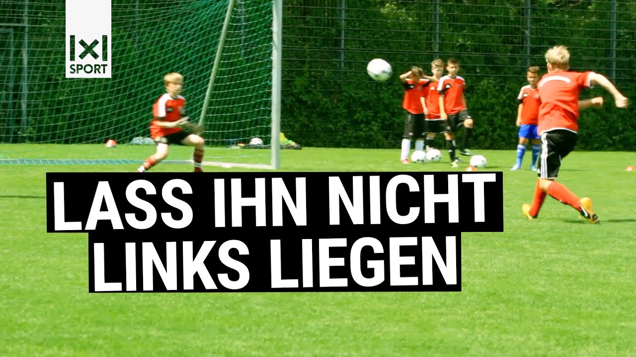 Ballgefühl, Passspiel, Ballverarbeitung und den Torschuss mit dieser Fussballübung trainieren!
