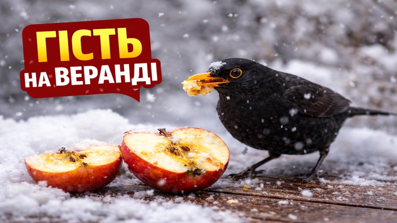Blackbird Keeps Coming Back for Apples | Backyard Bird Story | Дрізд повертається знову