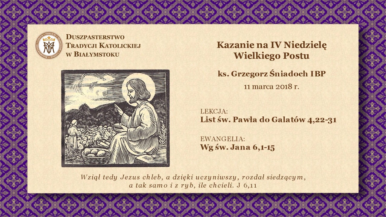 GRZECH A CIERPIENIE JEZUSA – ks. Grzegorz Śniadoch IBP – 11 marca 2018 r.