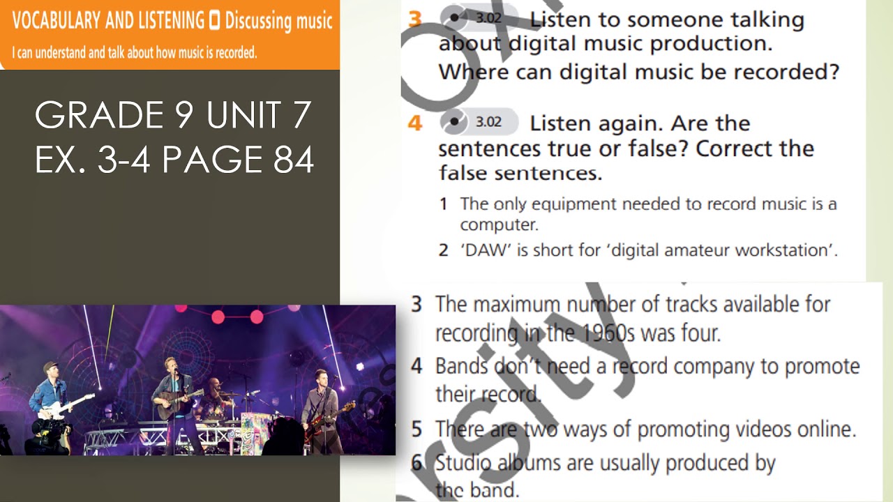 Grade 9 Unit 7 Ex  3 4 Page 84