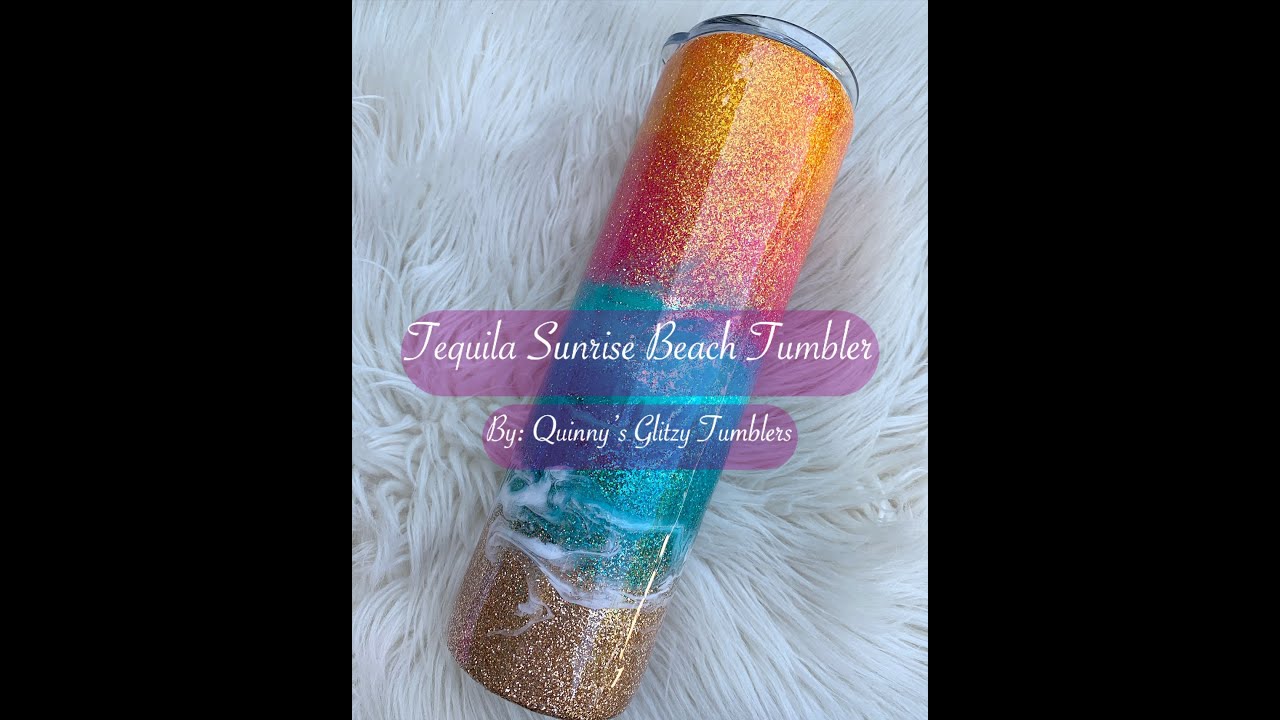 Tequila Sunrise Beach Tumbler|| A Creation by Quinny's Glitzy Tumblers