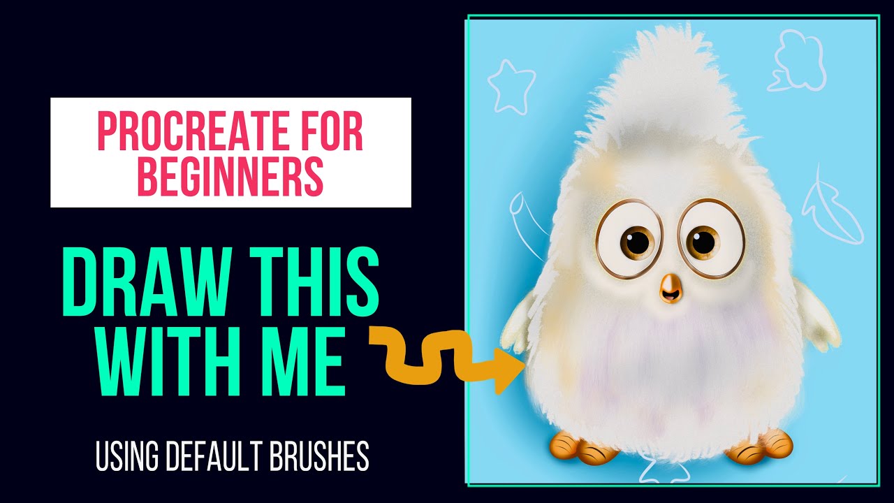 PROCREATE drawing tutorial EASY for BEGINNERS | using DEFAULT brushes