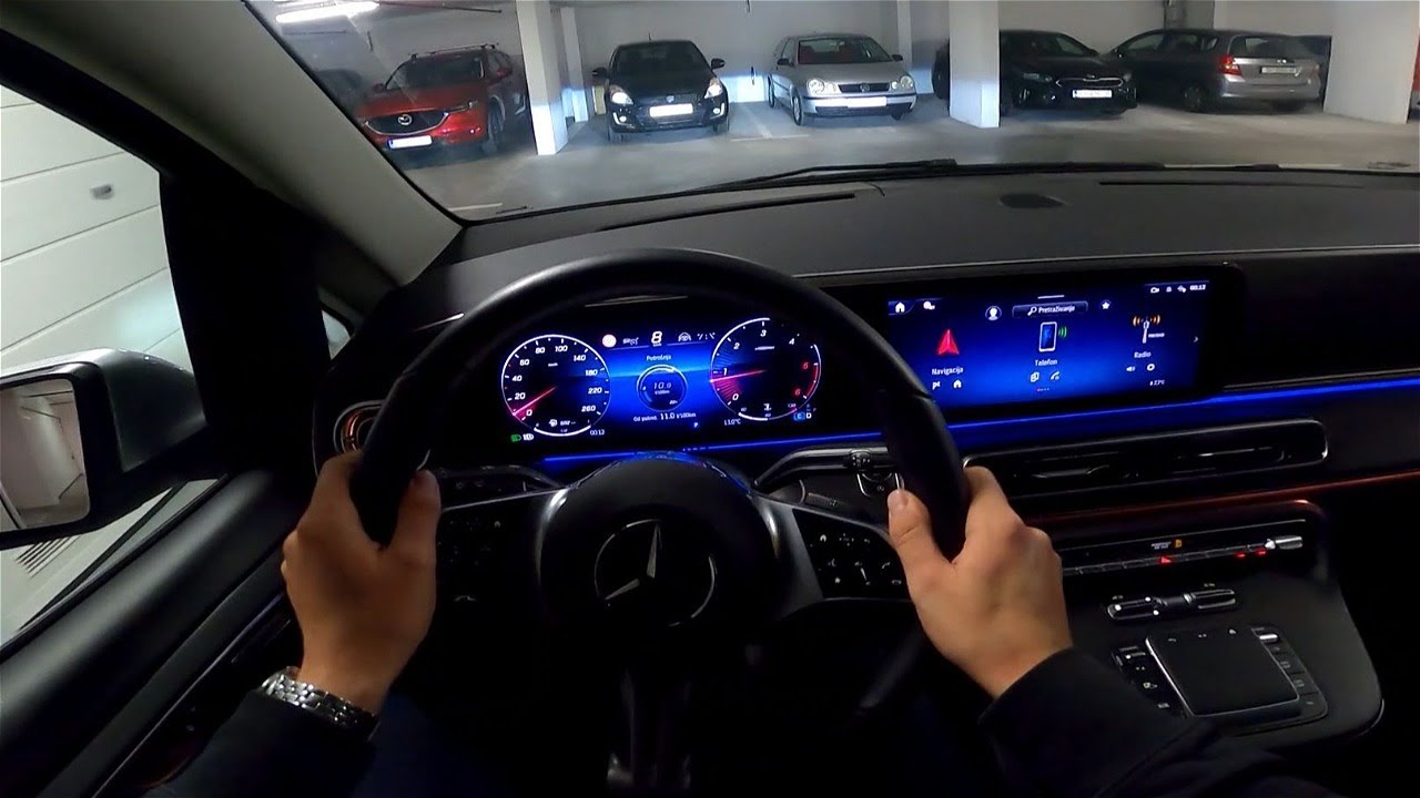 2024 Mercedes-Benz V 300d [2.0l, 239 HP] Night POV Test drive CARiNIK (Cool ambient light for a van)