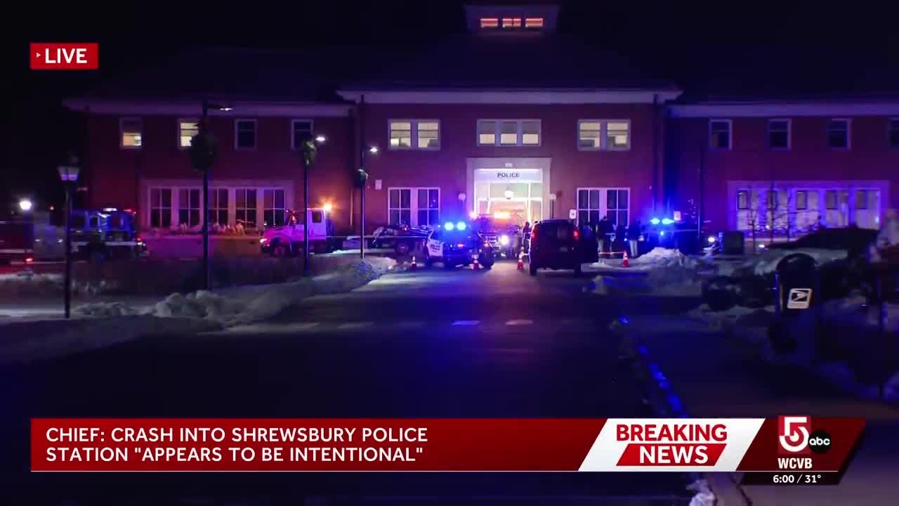 Crash into Shrewsbury police department lobby may have been intentional, police say