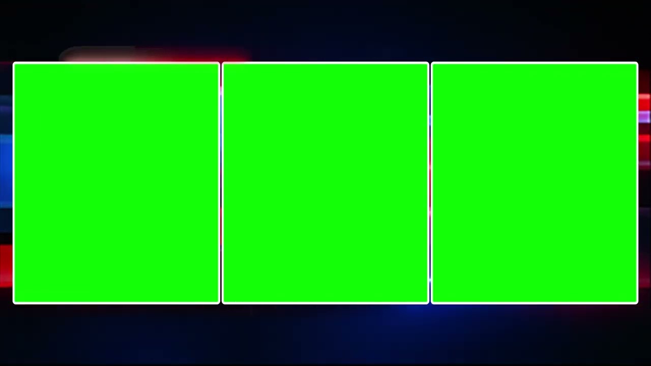Broadcast Green Screen Template | Anchor + 2 Guests | 3 Vertical Chroma Key Screens