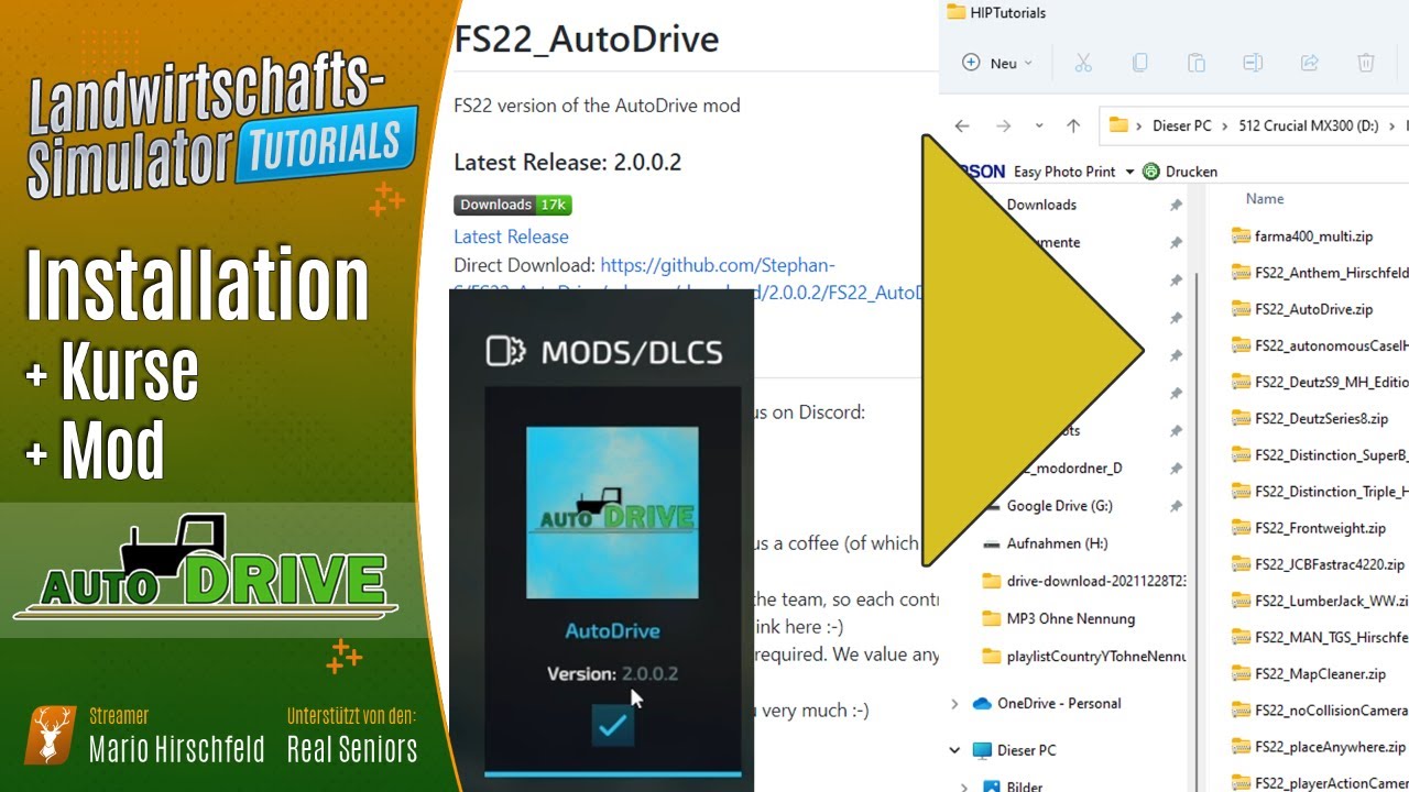 LS22 Tutorials: 🚜 Auto Drive - Installation, Kurse einbinden - Grundlagen für Anfänger
