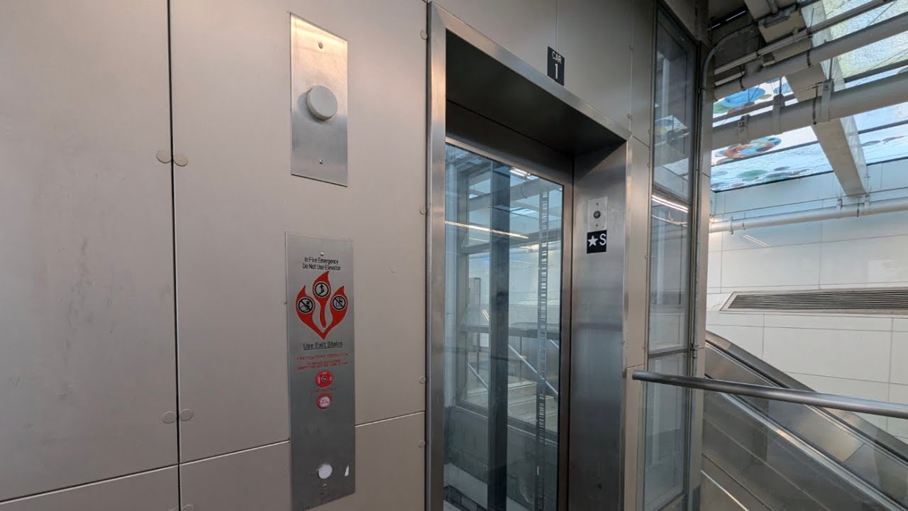 Schindler Hydraulic Glass Elevators - Union Square MUNI Station - San Francisco California