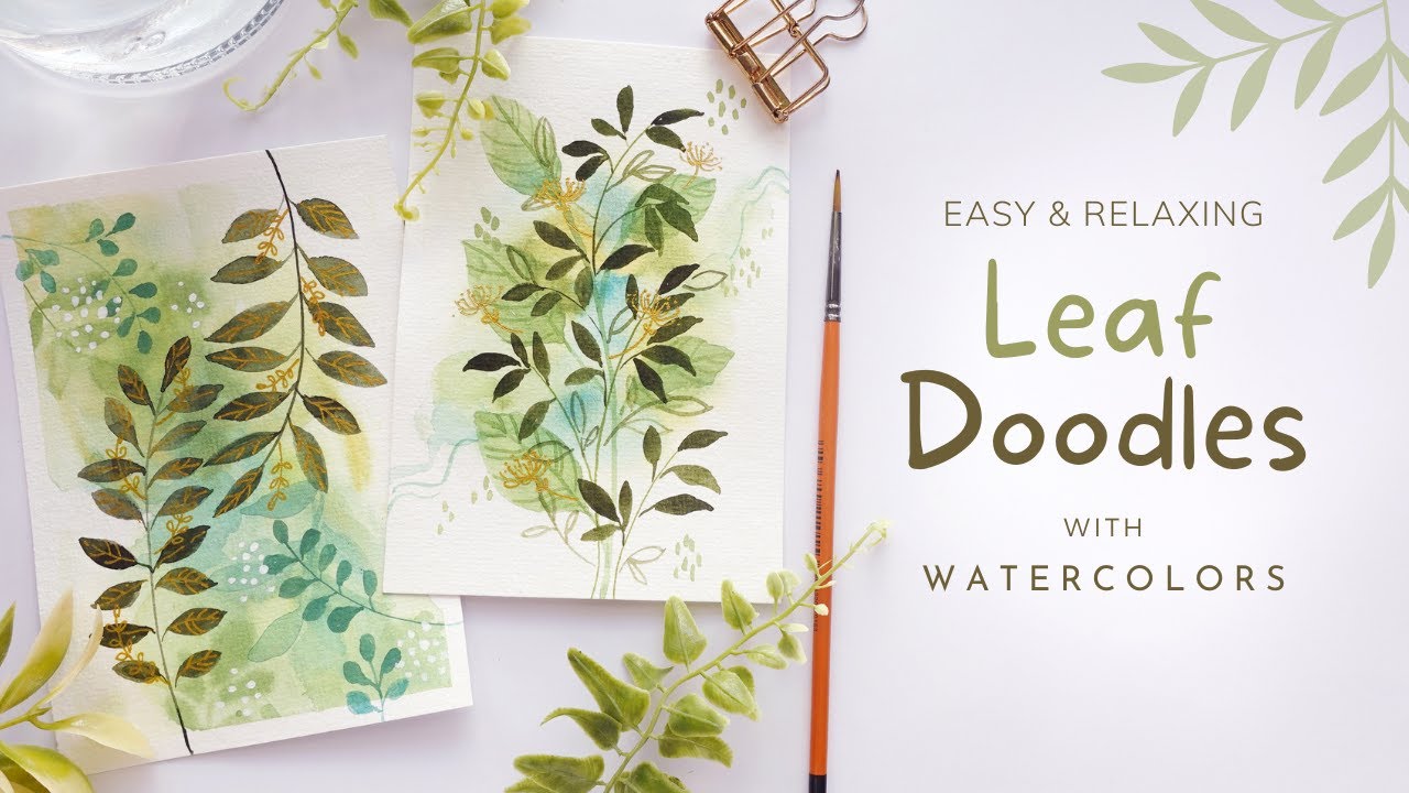 Easy Green Leaf Doodles with Watercolors