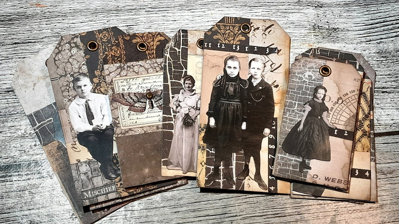 Tim Holtz Halloween Masterboard Tags [Use your Scraps and Leftovers from your Tim Holtz Backdrops]